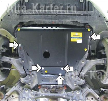 Защита Мотодор для картера, КПП Ford S-Max 2007-2024. Артикул 00737
