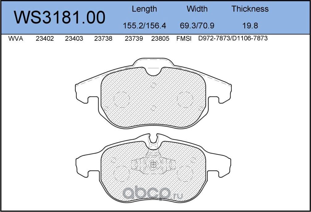 Колодки тормозные дисковые | перед | (Jeenice). Артикул WS318100