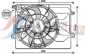 Вентилятор радиатора двигателя AVA для Hyundai i40 I 2011-2026. Артикул HY7549