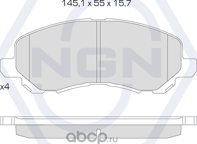 Колодки тормозные керамические, передние (NGN). Артикул 3501314