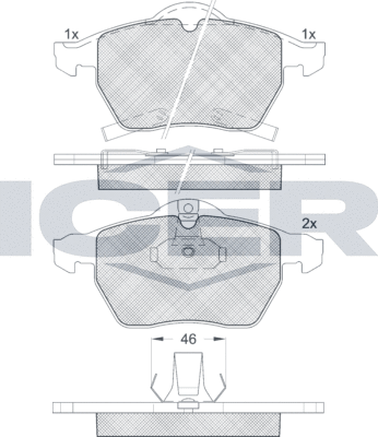 Тормозные колодки Icer передние для Saab 9-5 I 1998-2009. Артикул 181383