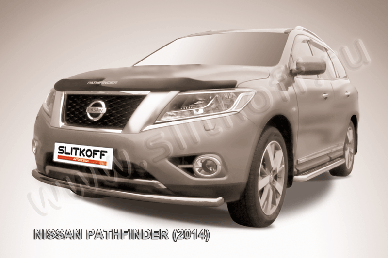 Защита Slitkoff переднего бампера d57 радиусная для Nissan Pathfinder R52 2014-2026. Артикул NIP14-007