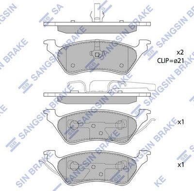Тормозные колодки Sangsin Hi-Q. Артикул SP1441