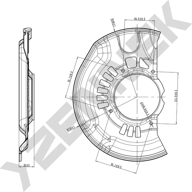 Защита тормозного диска передняя правая TOYOTA AVENSIS VERSO MPV (M20) 2001-2009 (Zennek). Артикул DCD0123