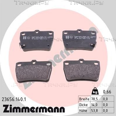 Тормозные колодки Zimmermann задние для Toyota RAV4 II (XA20) 2000-2005. Артикул 23656.140.1