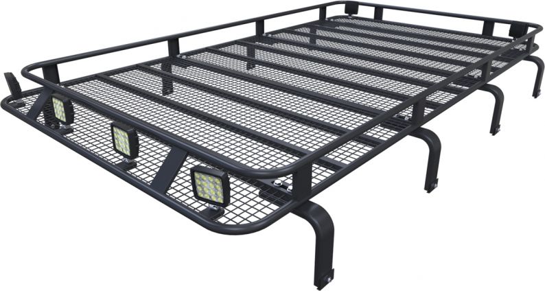 Багажник экспедиционный Podgotoffka 2400х1400х120 с сеткой и креплениями на водостоки для УАЗ 3159 Барс 1999 –2026. Артикул PGT-B.129.03