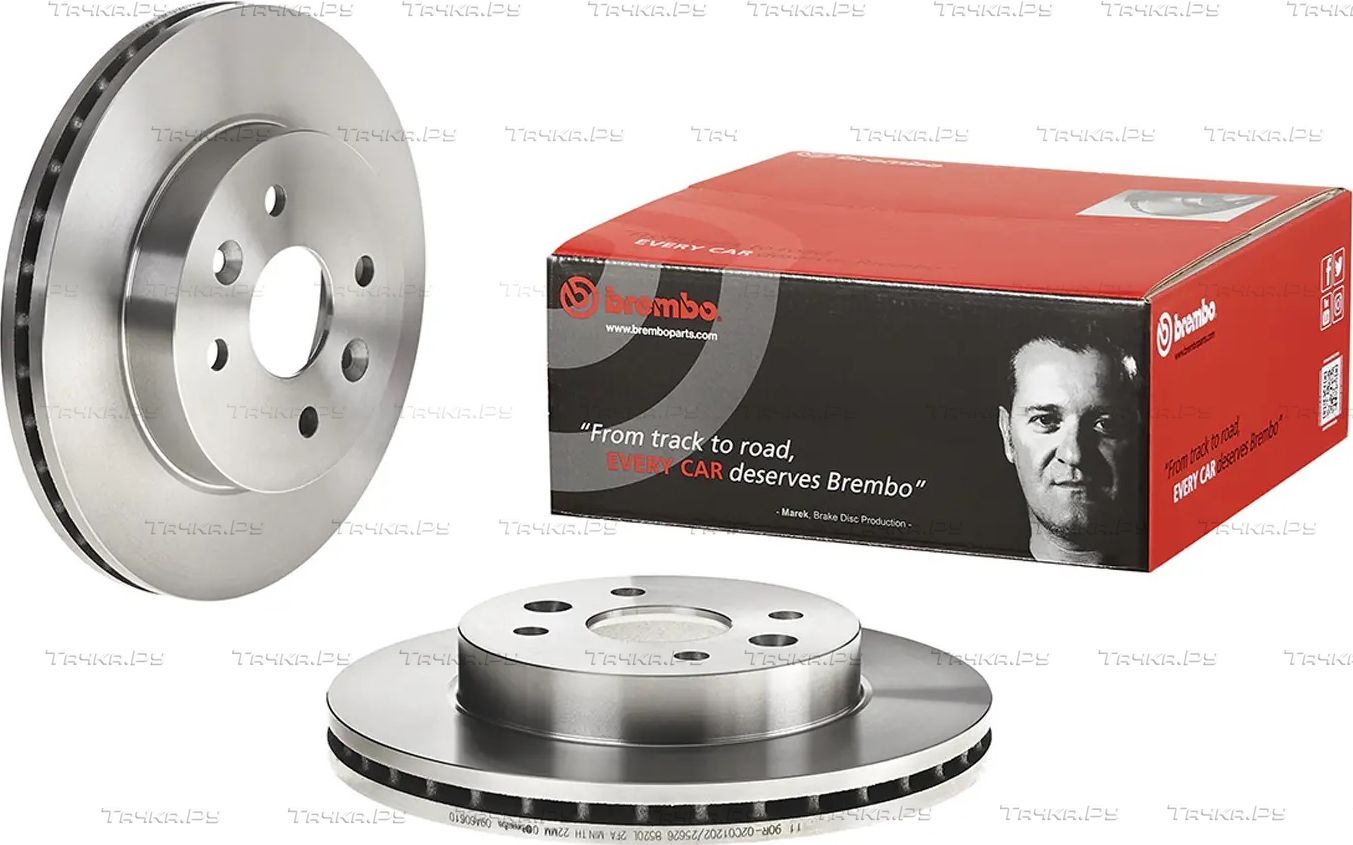 Тормозной диск Brembo передний для Kia Rio I 2002-2005. Артикул 09.A606.10