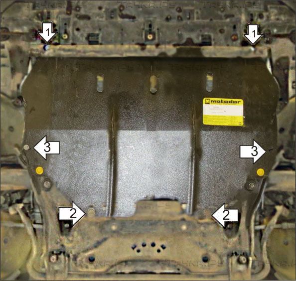 Защита Мотодор усиленная для картера, КПП Peugeot 308 2007-2014. Артикул 71604