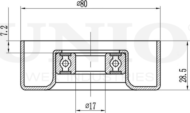 Ролик поликлинового ремня натяжной (Unio). Артикул TNS-10115
