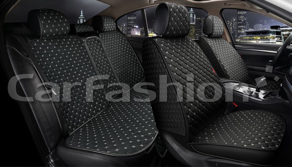 Накидки универсальные CarFashion Cube Plus для авто, цвет Черный/Черный/Серый. Артикул 22674