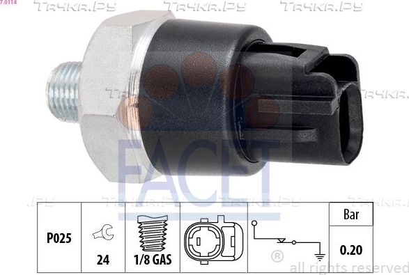 Датчик давления масла Facet Made in Italy - OE Equivalent для Toyota iQ 2009-2015. Артикул 7.0114