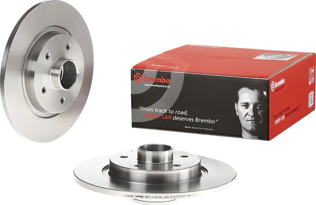 Тормозной диск Brembo PRIME LINE - With Bearing Kit задний для Renault Kangoo II 2008-2026. Артикул 08.B395.17