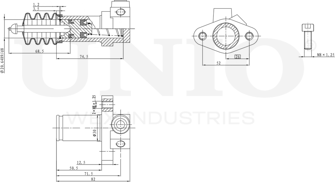 Цилиндр сцепления рабочий (Unio). Артикул BRC-10501