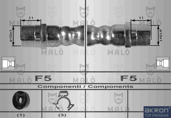 Тормозной шланг Malò передний правый для Volkswagen Transporter T4 1990-2003. Артикул 8971