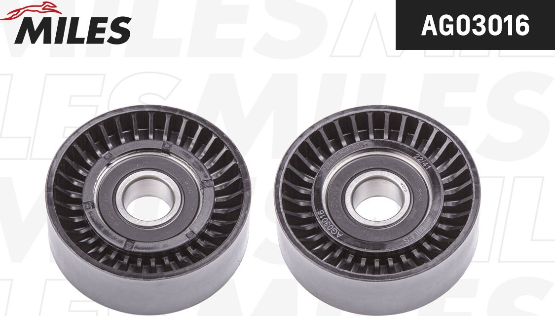 Натяжной ролик (натяжитель) приводного поликлинового ремня Miles (полимерный материал). Артикул AG03016