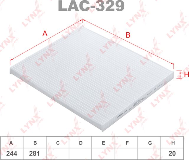 Салонный фильтр LYNXauto. Артикул LAC-329