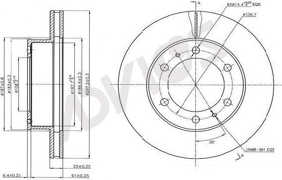 Тормозной диск Advics для Lexus GX I 2001-2009. Артикул A6F199B
