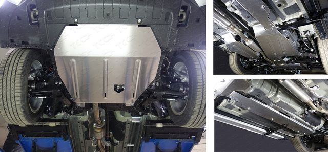 Защита алюминиевая ТСС (4 мм) для картера, КПП, топливопровода, бака (2 шт) Mitsubishi Outlander 2WD 2012-2015, 2015-2022. Артикул ZKTCC00265K