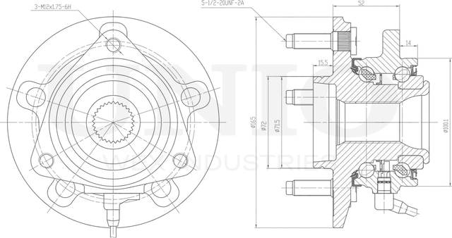 Ступица колеса с интегрированным подшипником (Unio). Артикул HUB-20122