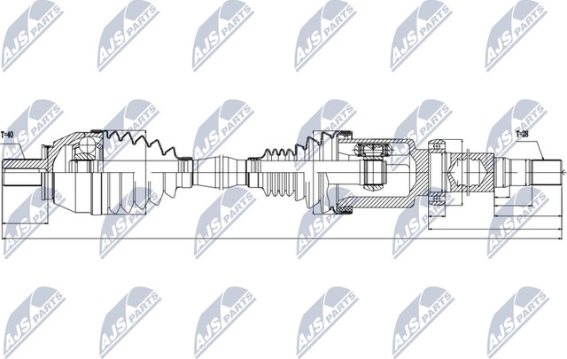 Полуось (привод в сборе, приводной вал) NTY передняя правая для Volvo S60 II 2010-2014. Артикул NPW-VV-034