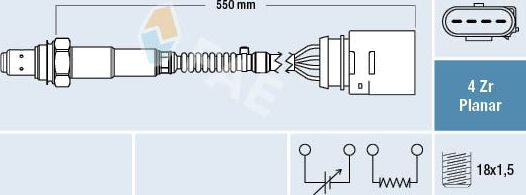 Лямбда-зонд (кислородный датчик) FAE. Артикул 77148