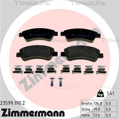 Тормозные колодки Zimmermann передние для Citroen C4 I 2004-2011. Артикул 23599.190.2
