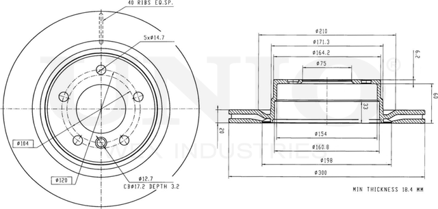 Диск тормозной (Unio). Артикул BRD-20204