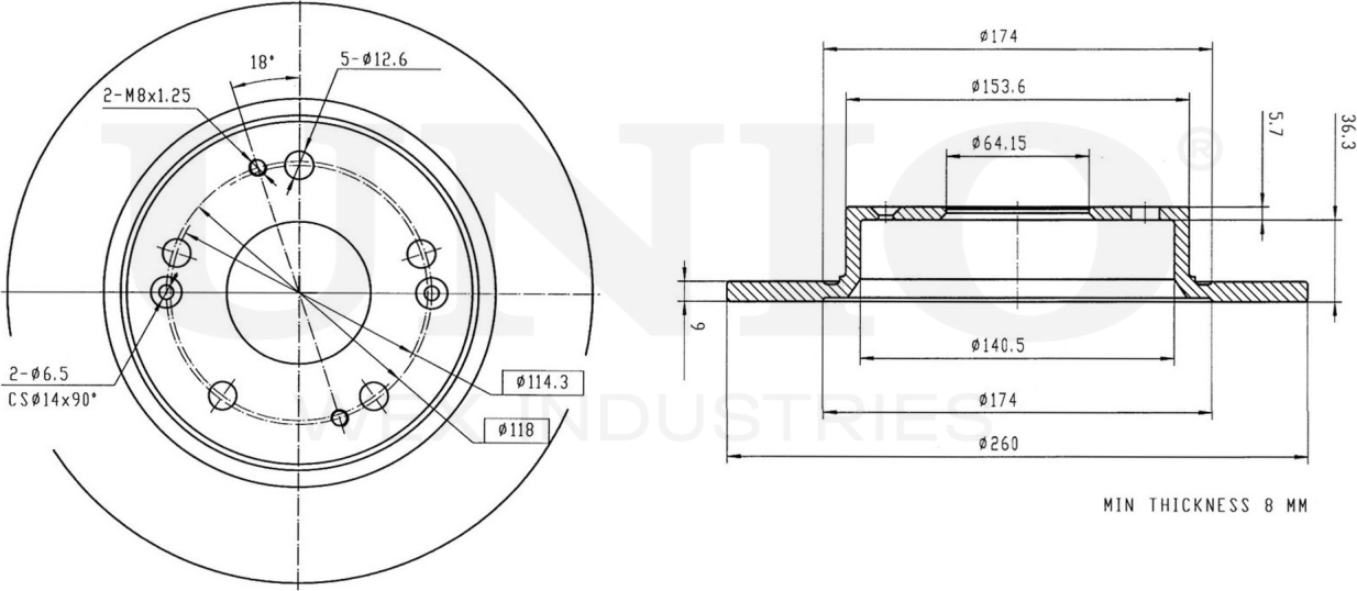 Диск тормозной (Unio). Артикул BRD-20068