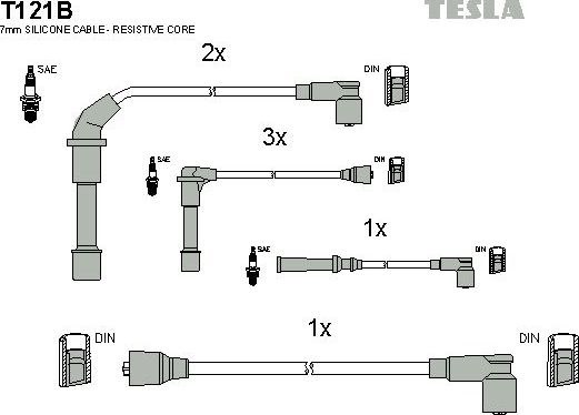 Высоковольтные провода (провода зажигания) (комплект) Tesla для Nissan Pathfinder I 1986-1995. Артикул T121B