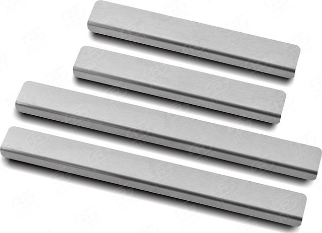 Накладка RusStal на пороги (лист нерж. шлифованный) для Volkswagen Polo V рестайлинг 2015-2020 седан. Артикул VWPOL15-02