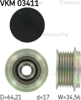 Муфта генератора обгонная SKF. Артикул VKM 03411