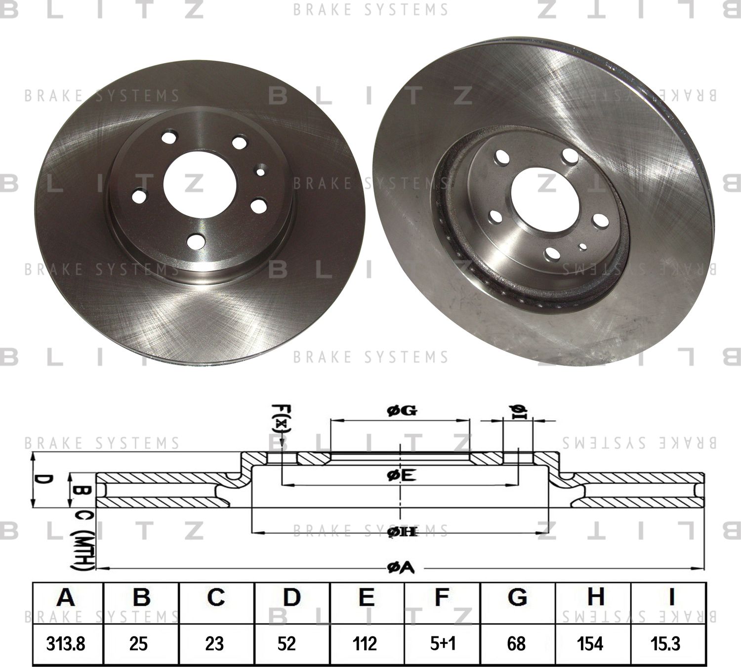 Диск тормозной AUDI A4/A5 07- перед. вент. (Blitz). Артикул BS0282