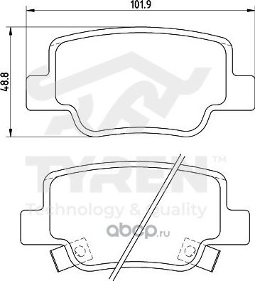 Колодки тормозные дисковые | зад | (Tyren). Артикул TYR1219111