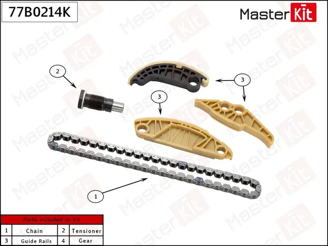 77B0214K Комплект цепи промежуточного вала Audi A3/SKODA Kodiaq 2.0 16- CZPB/CZPA/DKZA (без звездоче (Master KIT). Артикул 77b0214k