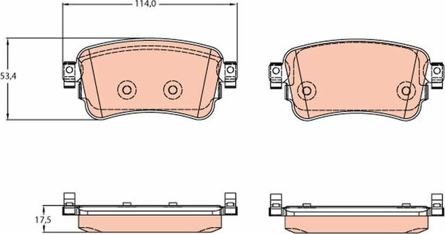 Тормозные колодки TRW задние для Citroen SpaceTourer I 2016-2026. Артикул GDB2166