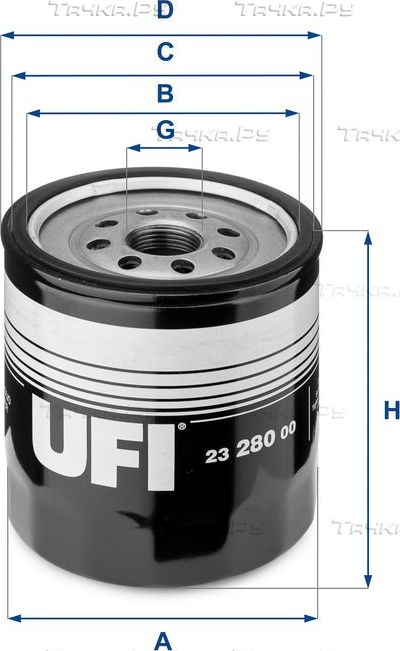 Масляный фильтр UFI для Ford Focus I 1998-2005. Артикул 23.280.00