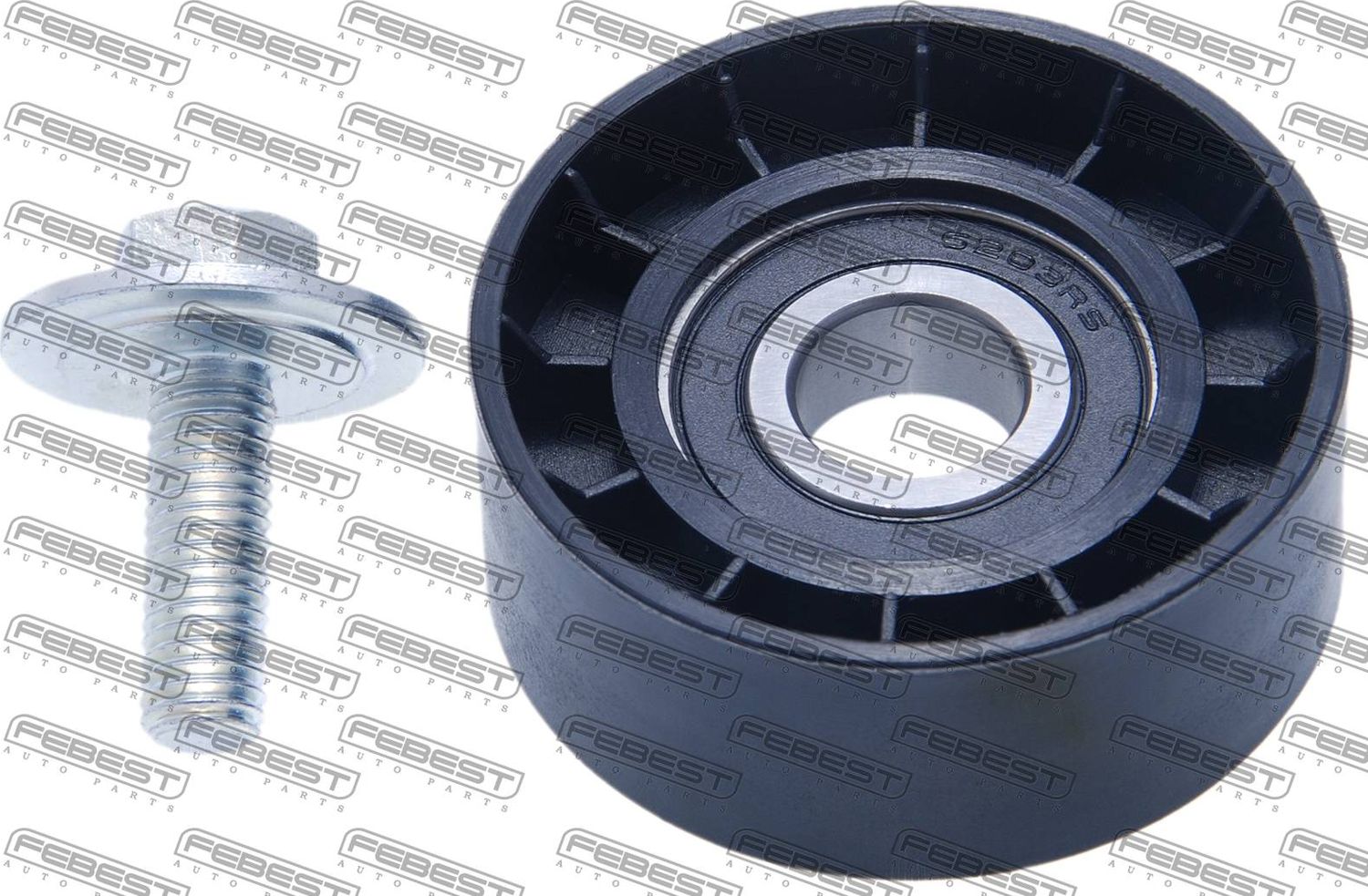 Натяжной ролик (натяжитель) приводного поликлинового ремня Febest. Артикул 2187-FOCII