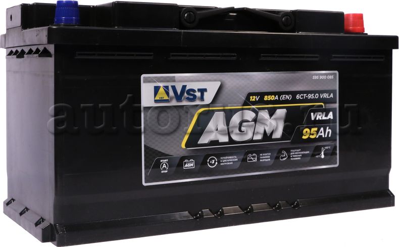 595900085_аккумуляторная батарея! 6СТ-95 AGM 95Ah 850A +справа 353x175x190/ (VST). Артикул 595900085