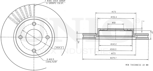 Диск тормозной (Unio). Артикул BRD-20078