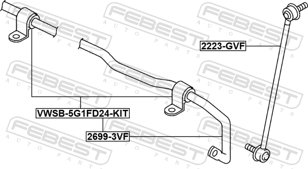 Стойка (тяга) стабилизатора Febest. Артикул 2699-3VF