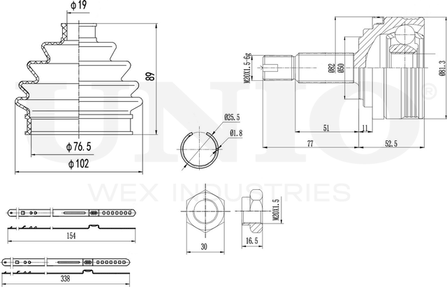 ШРУС наружный (Unio). Артикул CVJ-20043