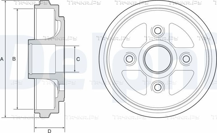 Тормозной барабан Delphi задний для Suzuki Alto VI (HA24) 2004-2008. Артикул BF602