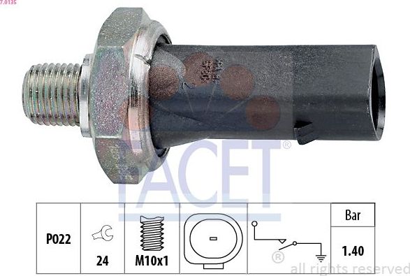 Датчик давления масла Facet Made in Italy - OE Equivalent. Артикул 7.0135