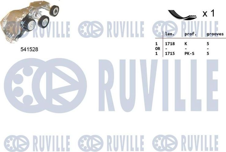 Приводной ремень поликлиновой с роликами (комплект) Ruville. Артикул 570086