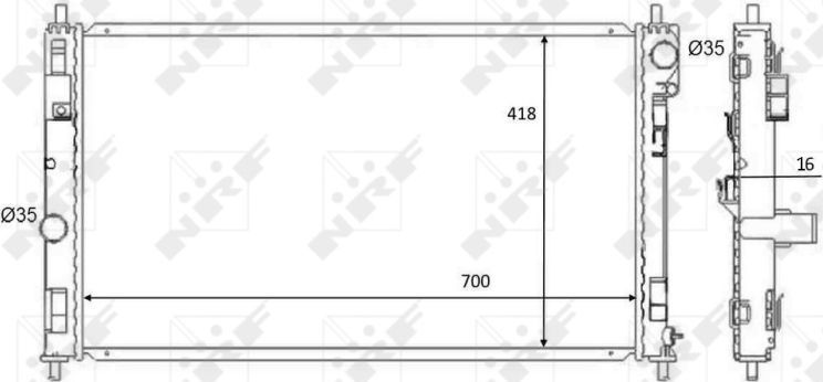 Радиатор охлаждения двигателя NRF (алюминий). Артикул 59089
