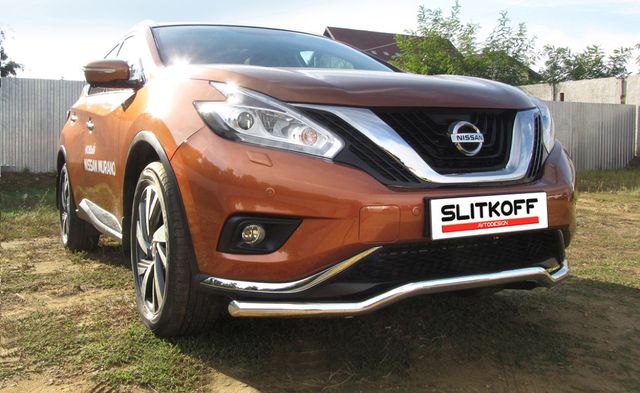 Защита Slitkoff переднего бампера d57 волна для Nissan Murano Z52 2015-2026. Артикул NIM16001