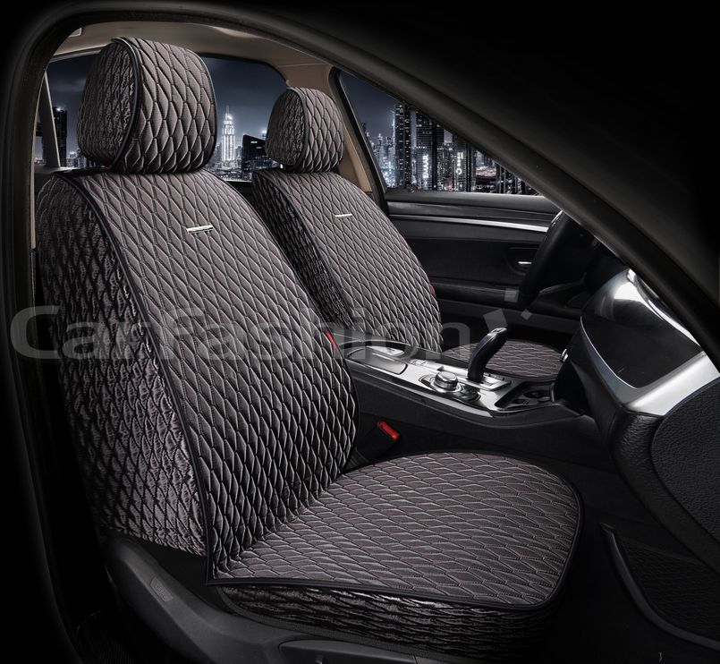 Накидки универсальные CarFashion Iceberg Front на передние сидения авто, цвет Серый/Черный/Темно-серый. Артикул 26188