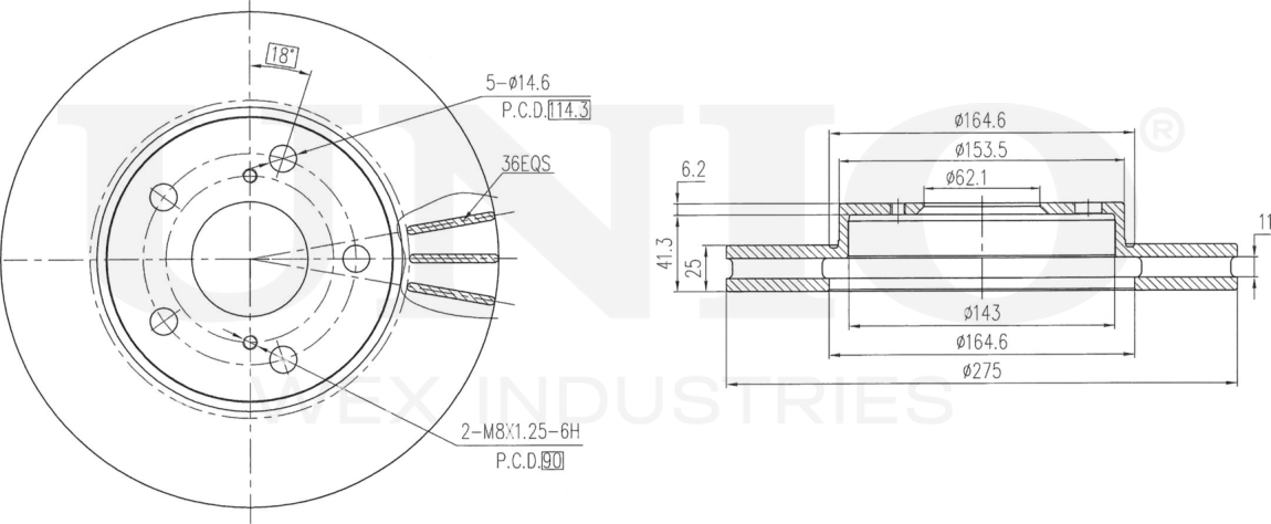 Диск тормозной (Unio). Артикул BRD-20346