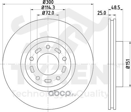 Диск тормозной | перед | (Tyren). Артикул TYR1014381