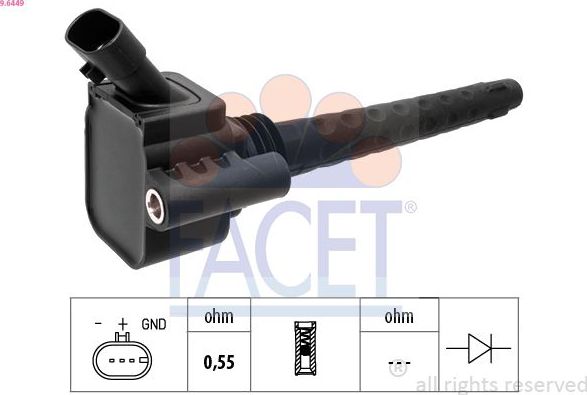 Катушка зажигания Facet OE Equivalent. Артикул 9.6449